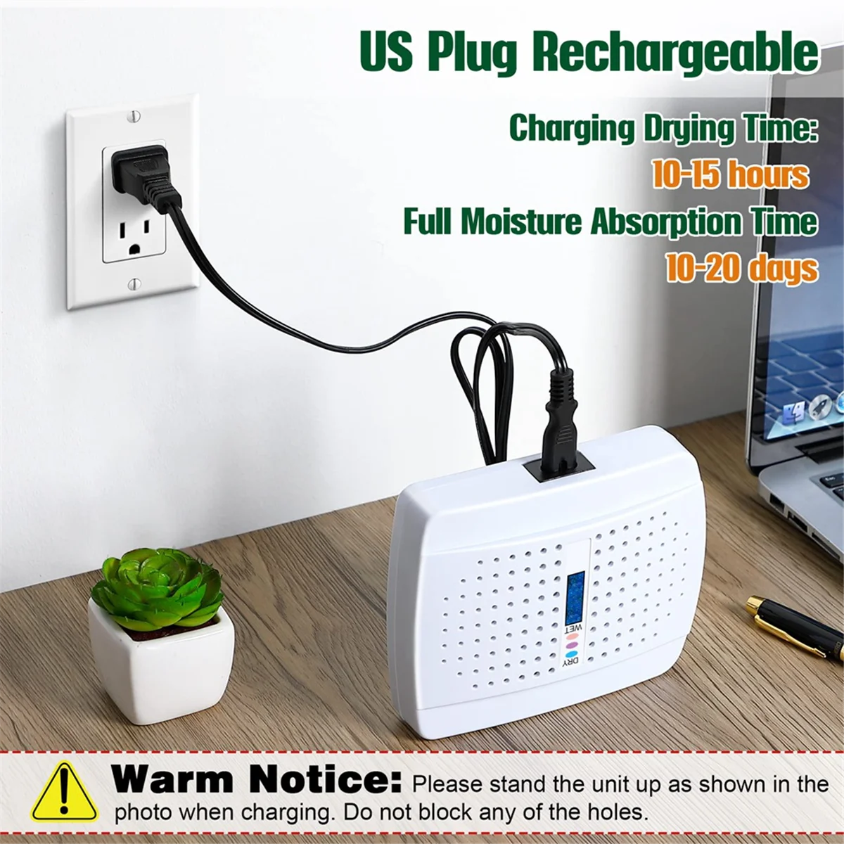 

ATJ6 Rechargeable Small Dehumidifier, High-Efficiency Moisture Absorber for Bedroom, Wardrobe and Bookcase,EU Plug,2PCS