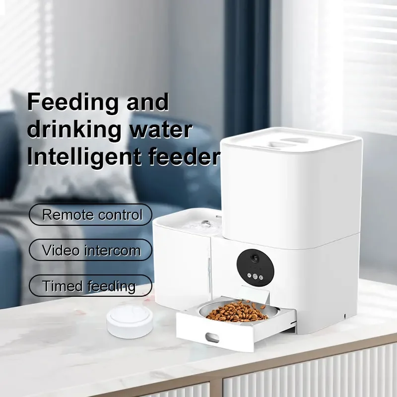 2-in-1 Durable Smart Electric Pet Feeder 5L Automatic Cat Dog Water Dispenser Small Size Pet Bowls Feeders Battery