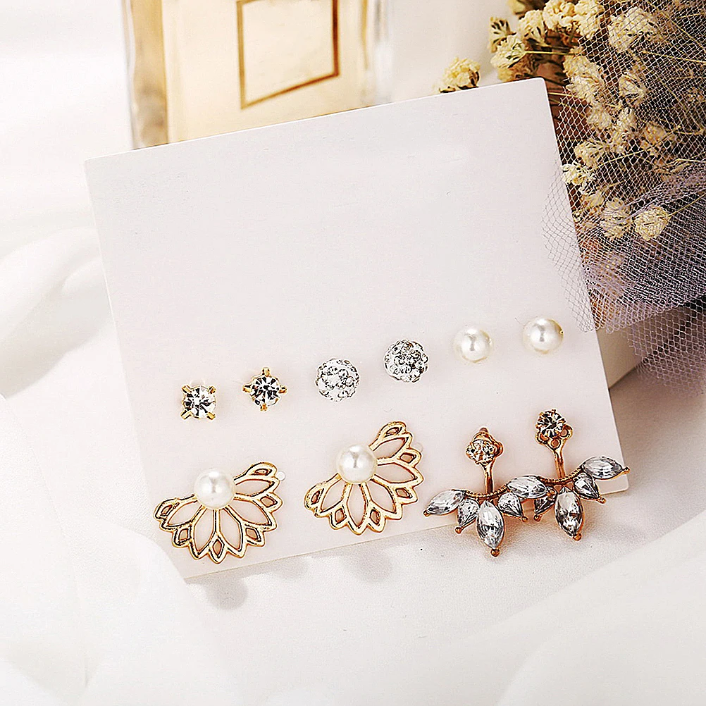 

5 Pair Pearl Earrings Set Shaped Delicate Eardrop for Women Fashion Ear Jewelry Chic Daily Wear Gift Elegant Accessories