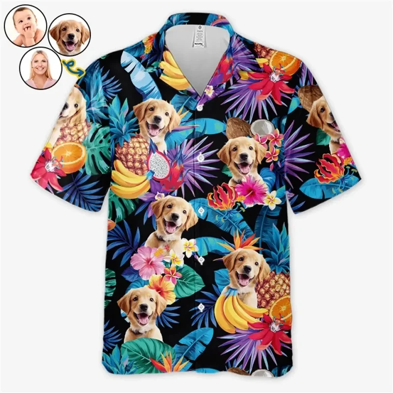 DIY Men's Tiki Shirts Hawaii Party Bbq Harajuku Oversized Shirt Fashion Printed Short-sleeved Beach Top Tee Mens Clothing Camisa
