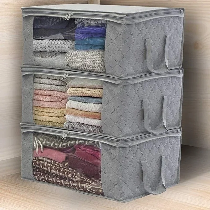 1Pcs Blanket Quilt Clothes Closet Box Bags Home Foldable Moisture-proof Storage Case Washable Zipper Household Cabinet Organizer