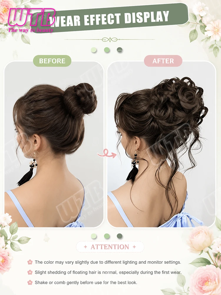 Synthetic Wig Curly Messy Bun Hair With Long Tail Hairpiece Elastic Tie Updo Bun For Women Daily Wear Party Festival Hairstyle