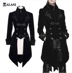 Steampunk donna uomo abito medievale costume Velet colletto alla coreana cappotto posteriore gotico vampiro giacca Cosplay cappotti S-5XL