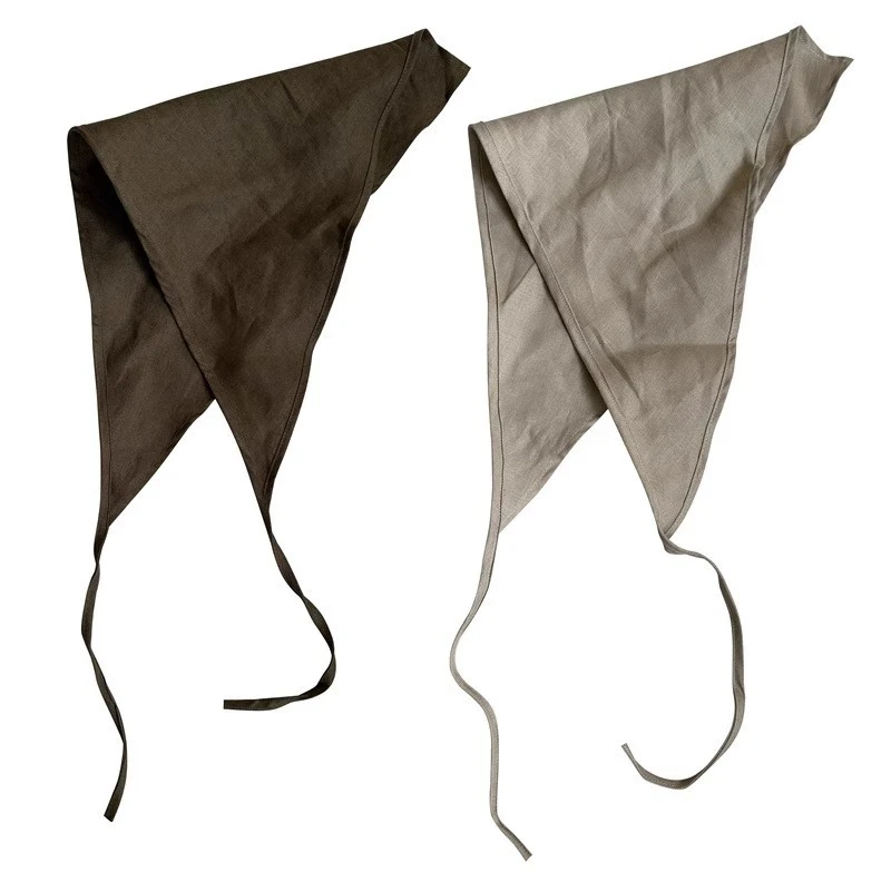 

Solid Color Linen Triangle Scarf Retro Decorative Headscarf Pastoral Artistic Neckerchief Foulard HijabS Outdoor Scarf Wrap
