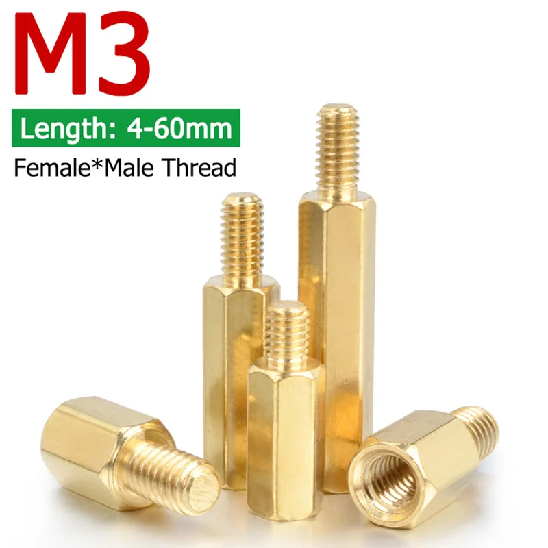 

8-50pcs M3 Single-pass Copper Column Length 4-60mm Male to Female Thread Pcb Motherboard Gasket Screw Column Brass Bolt Cylinder