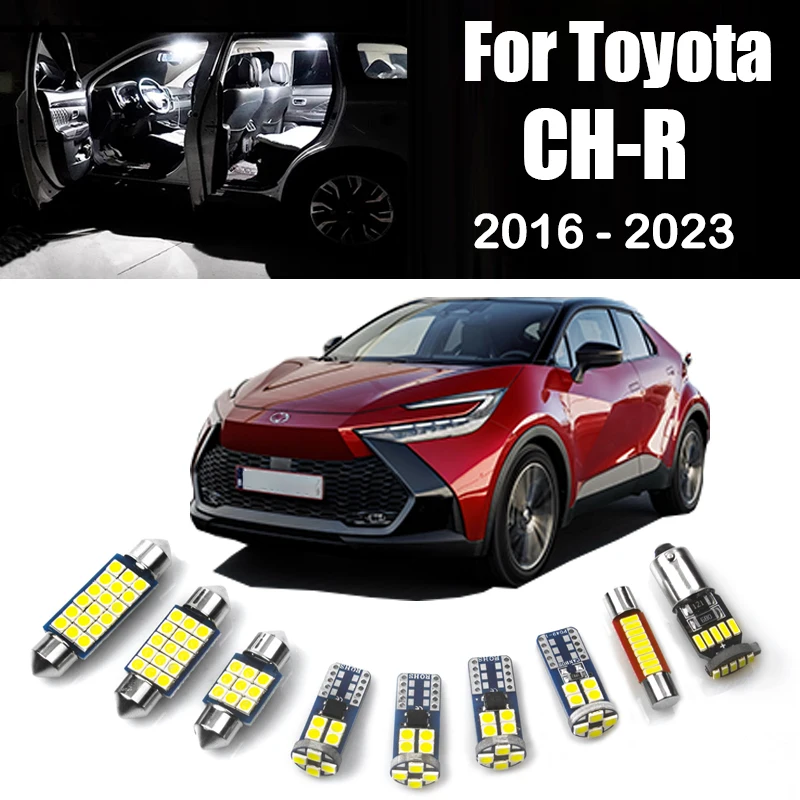 Car LED For Toyota CHR C-HR 2016 2017 2018 2019 2020 2021 2022 2023 11pcs Interior Reading Lamp Vanity Mirror Lights Accessories