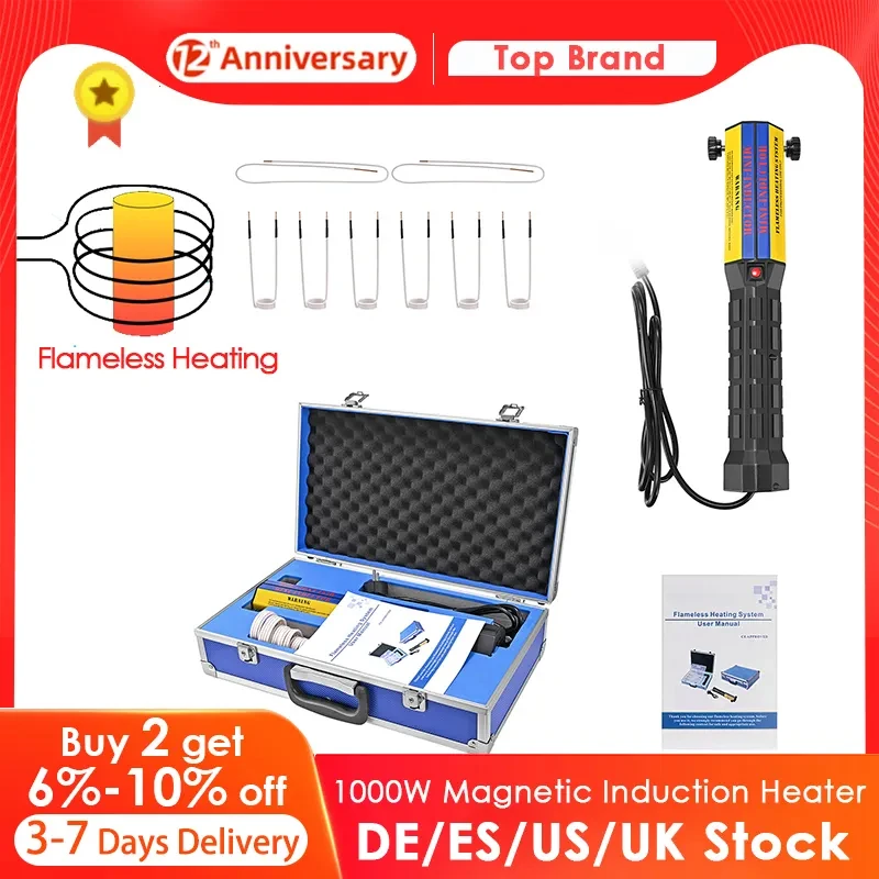 Handheld 1000W Mini Induction Heater With 8 Pieces Coil Kits Electromagnetic Flameless Heating For Auto Use Bolt Remover