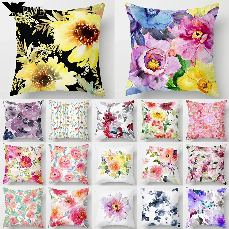 Flower Pattern Decorative Art Cushion Cover Pillow Pillowcase Polyester 45*45 Throw Pillows Home Decor Pillowcover