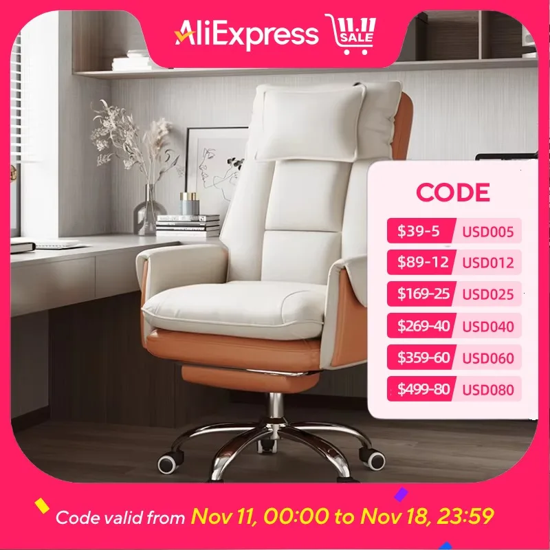 

Orange Back Support Office Chair Ergonomic Footrest Designer Design Chair Nordic Executive Fancy Chaise Bureau Office Furniture