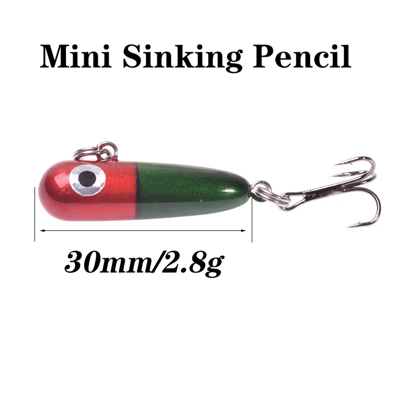 1Pcs Sinking Mini Pencil Fishing Lure 3cm 2.8g 3D Eyes Crankbait Minnow Wobbler Artificial Plastic Hard Bait Bass Fishing Tackle