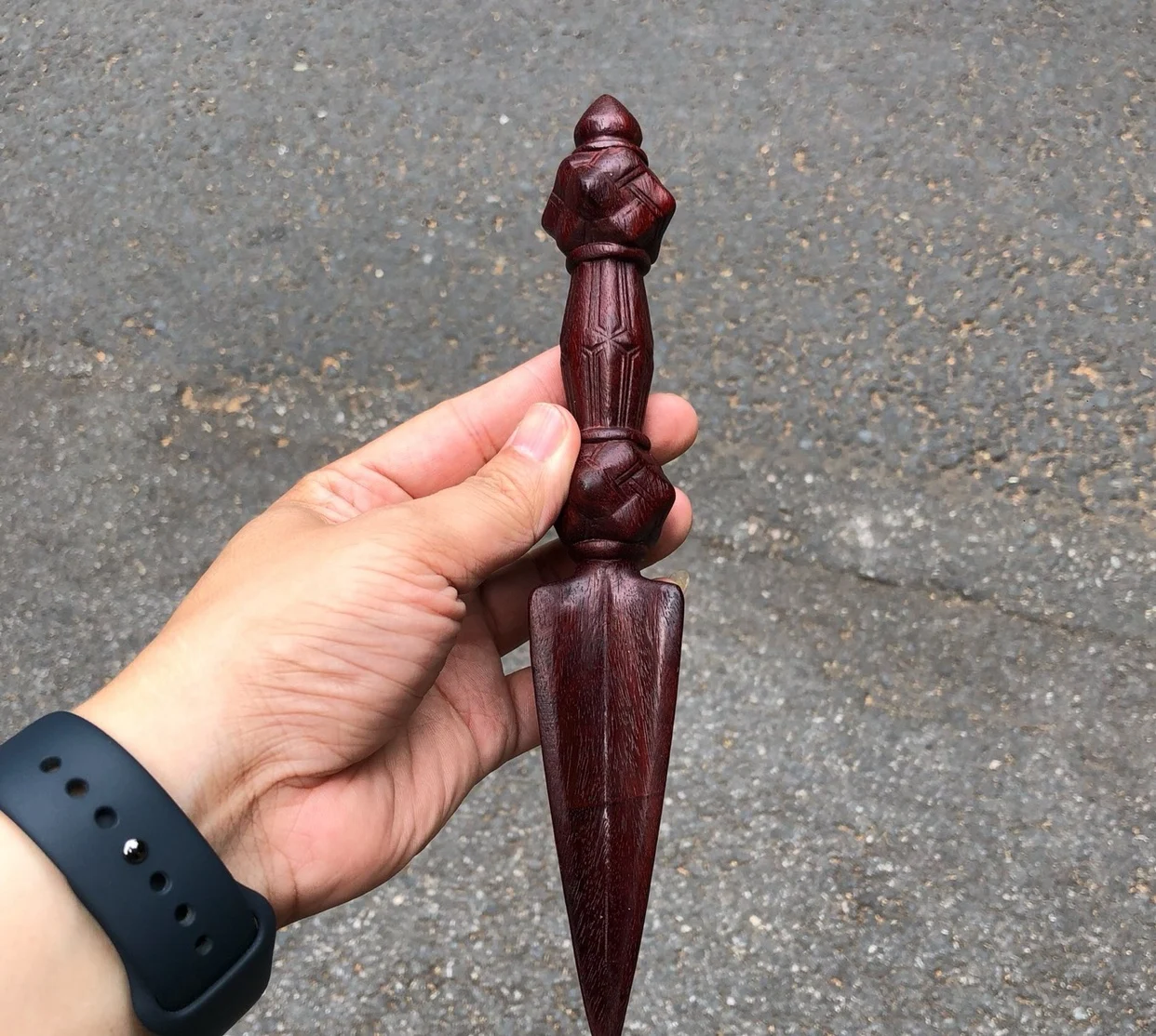 Rosewood carved vajra peg, African Zandeng wood, Buddha front ornament, total length about 23cm