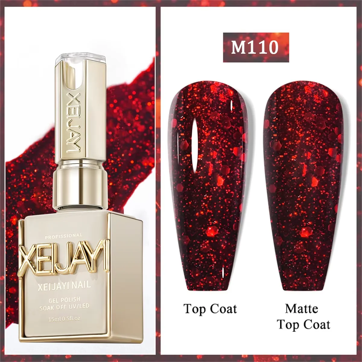 XEIJAYI 1 Stück 15ml Schneeflocken-, Diamant- und Glitzer-Nagellack, Neues Aufhellendes Glitzer-Nageldesign UV/LED für Damen-Nagelstudios – Detail 7