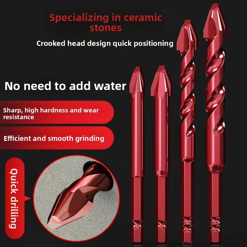 Multi functional tilt head eccentric drill, ultra hard ceramic stone glass dry drilling bit, hexagonal handle king drill