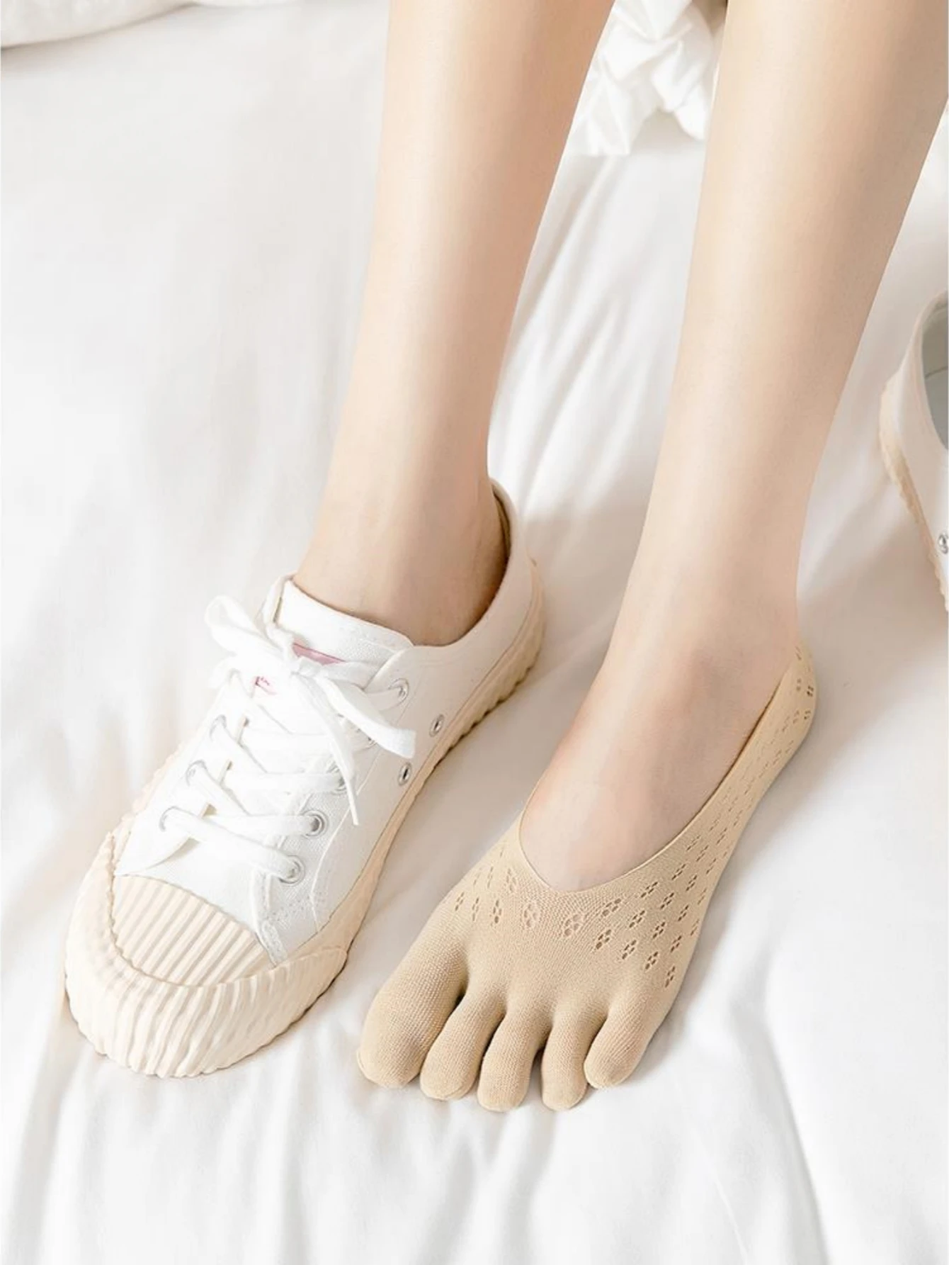 Zehensocken für Damen, unsichtbare No-Show-Socken, rutschfeste Damen-Bootssocken aus Silikon, niedrig geschnitten, atmungsaktiv, schweißabsorbierend, dünn für den Sommer – Detail 4
