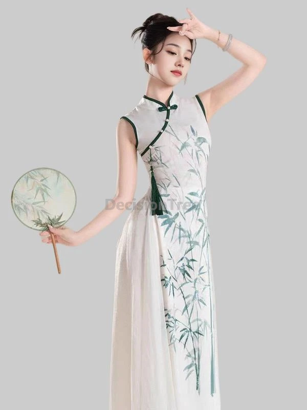 

2025 slim fitting temperament dancing qipao chinese classical dance performance qipao improved printed fairy women's cheongsam