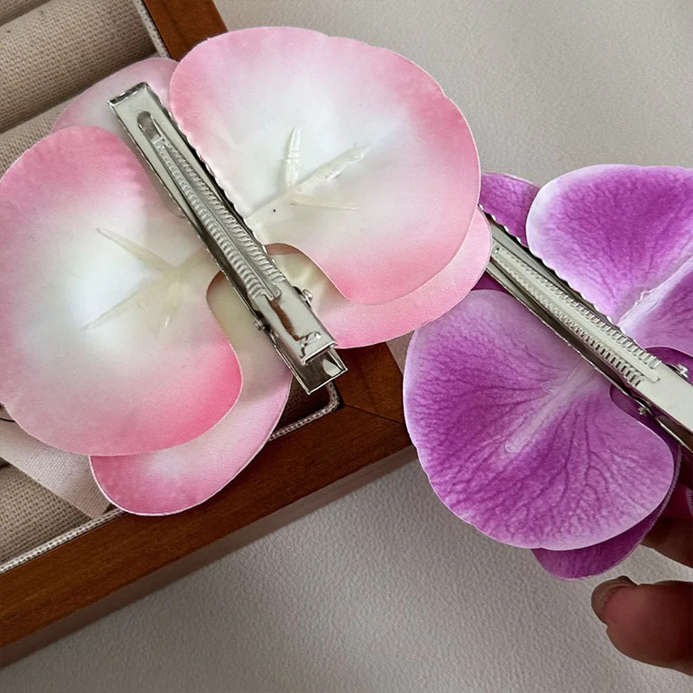 Hawaii Phalaenopsis Simulation Flower Hairpin Side Clip Female Atmosphere Photography Film Bang Clip Seaside Vacation Hairware