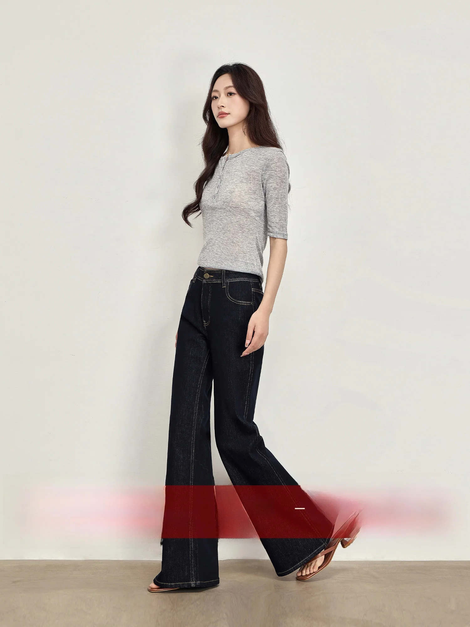 

Rise of the Small Size Original Bull Color Jeans High Waist Loose Fit Women's Spring Summer Slimming Pants Cotton Blend