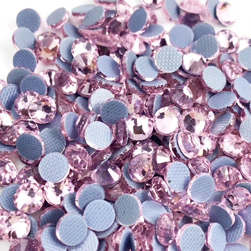 10bags/lot Crystals Light Pink Glass Hotfix Rhinestones Iron On Rhinestone Glass Strass стразы Hot Fix Rhinestones