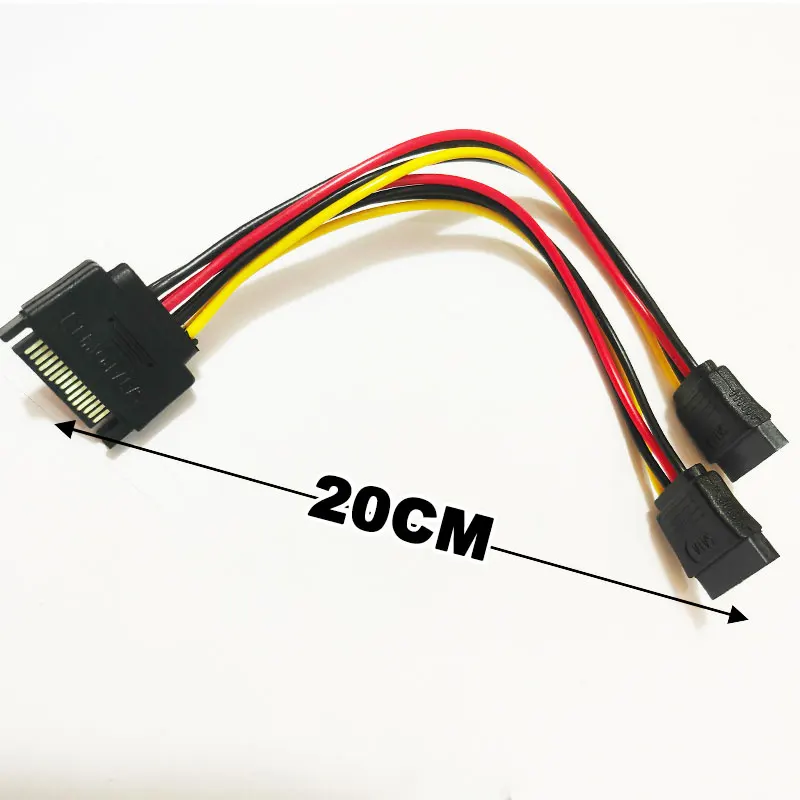 SATA 1 Male to 2 Daul Female SATA Splitter Cable Hard HDD 15PIN 1 to 2 Power Adapter Cord for Computer Y Shape PC Cable