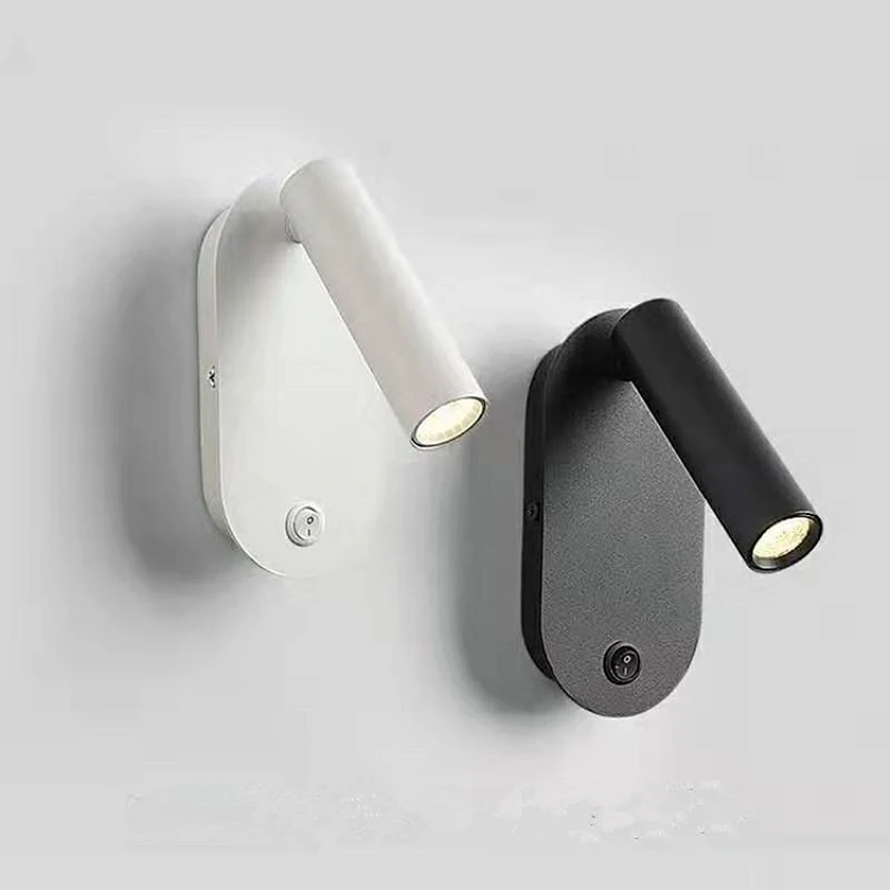 

3W LED Reading Lamp Bedside Lighting Rotating Adjustable Wall Light with Independent Switch Spotlight for Bedroom Living Room