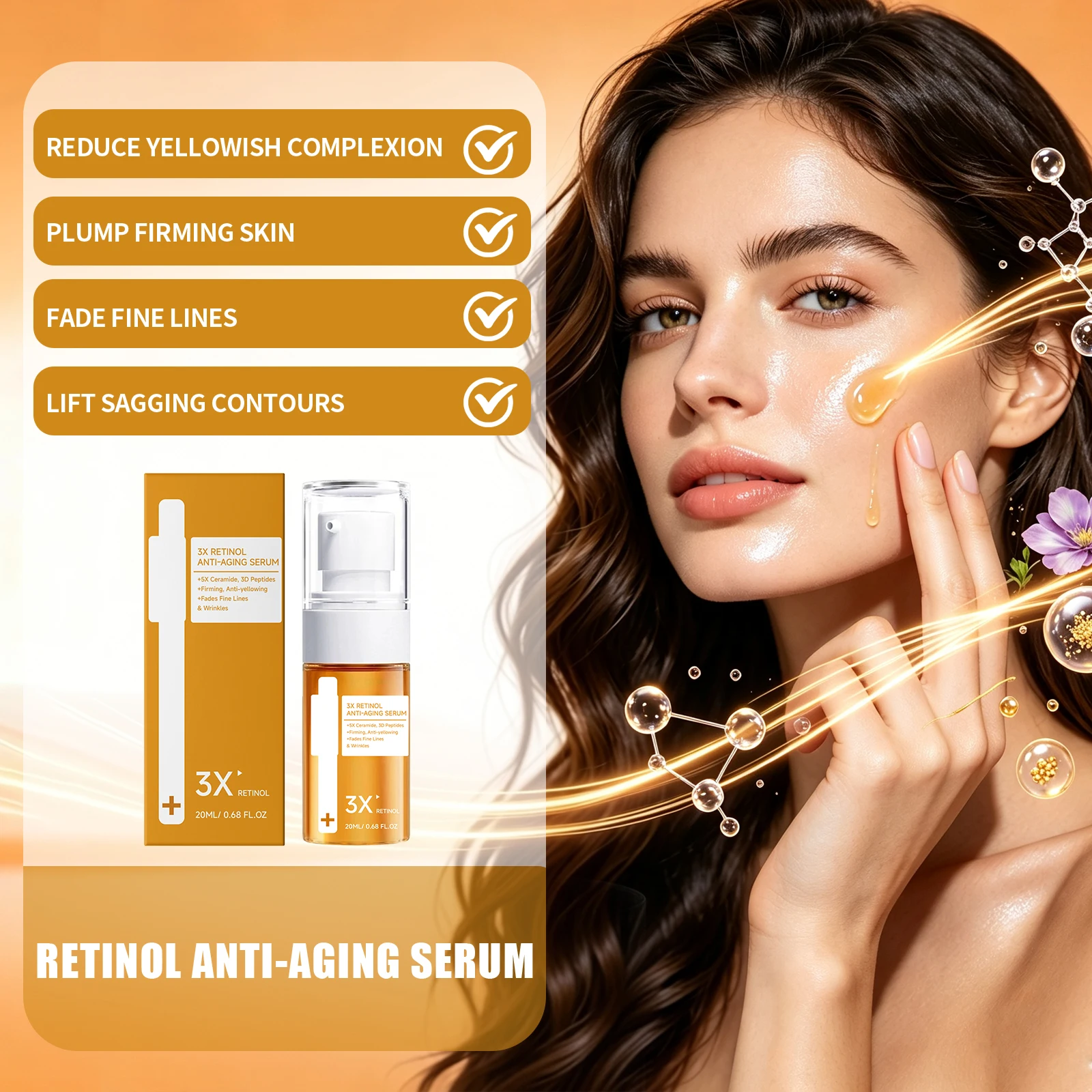 3X Retinol Rejuvenating Facial Serum With Ceramides Peptides Boost Skin Resilience Fade Fine Lines Skincare Firming Face Essence