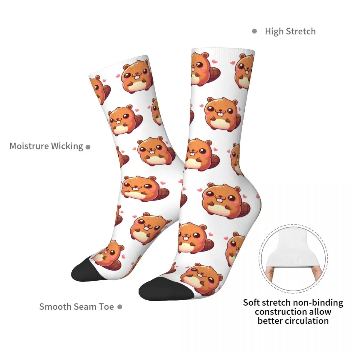 Charming Kawaii Beaver Socks Harajuku Super Soft Stockings All Season Long Socks Accessories for Unisex Birthday Present