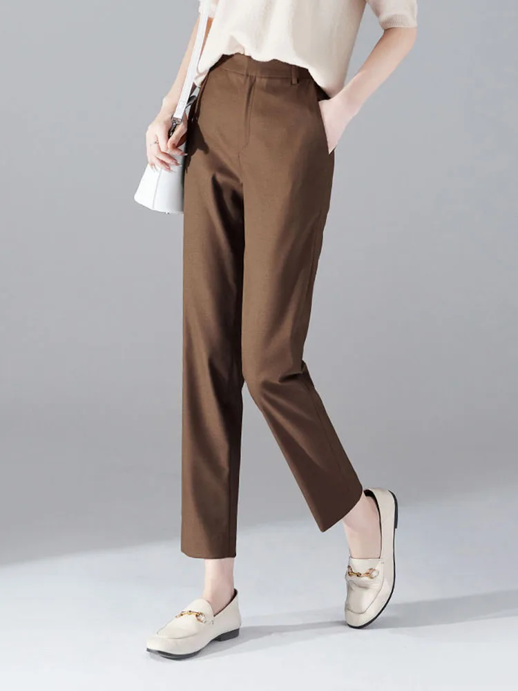 Female Formal Slim Straight Suit Pants Women Classic Solid High Waist Office Pantalones Korean Fashion Casual Calca Ol Trousers