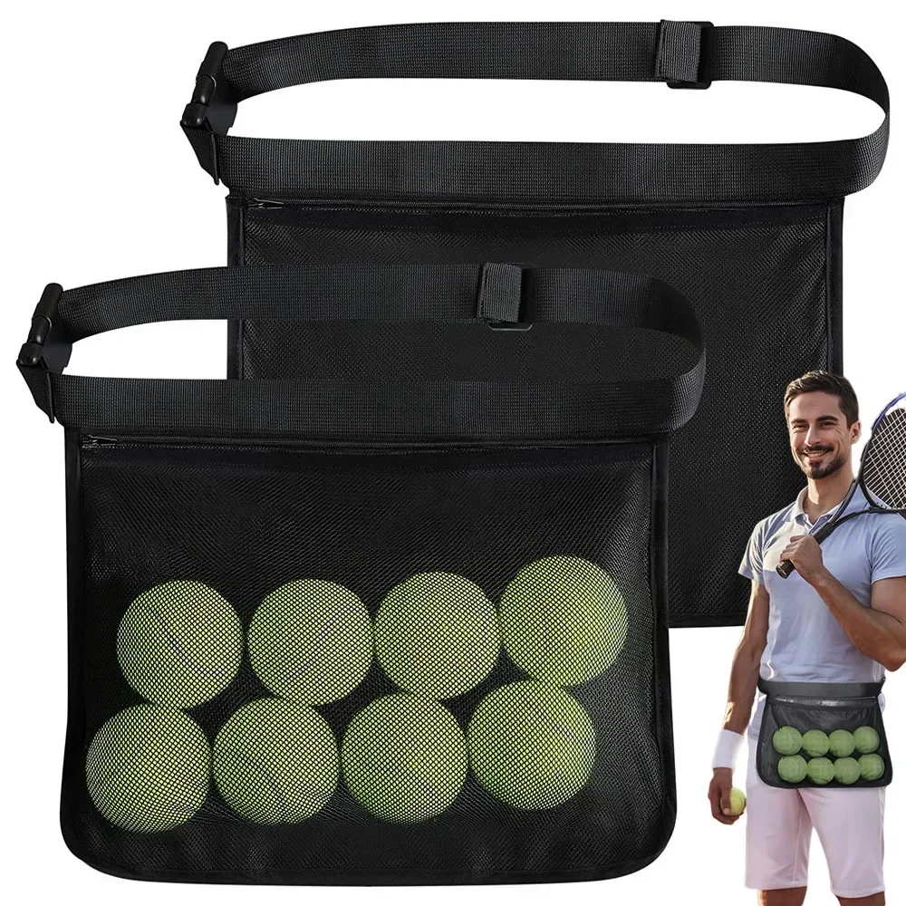 Tennisbal Bandhouder, Verstelbare Pickleball Taillezakhouder, Mesh Taille Heupbal Tas Draagtas, Met 8-10 Augurkballen