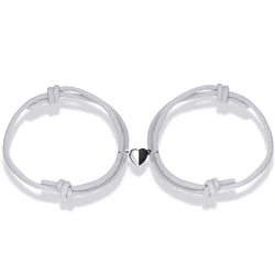2pcs Couples Bracelets Heart Shaped Matching Friendship Bracelets for Women Men
