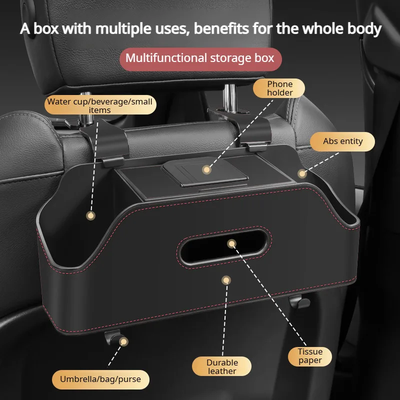 Car Seat Back Organizer Bag Convenient Car Multifunctional Storage Box Tissue Box Cup Holder Storage Box Storage Bag