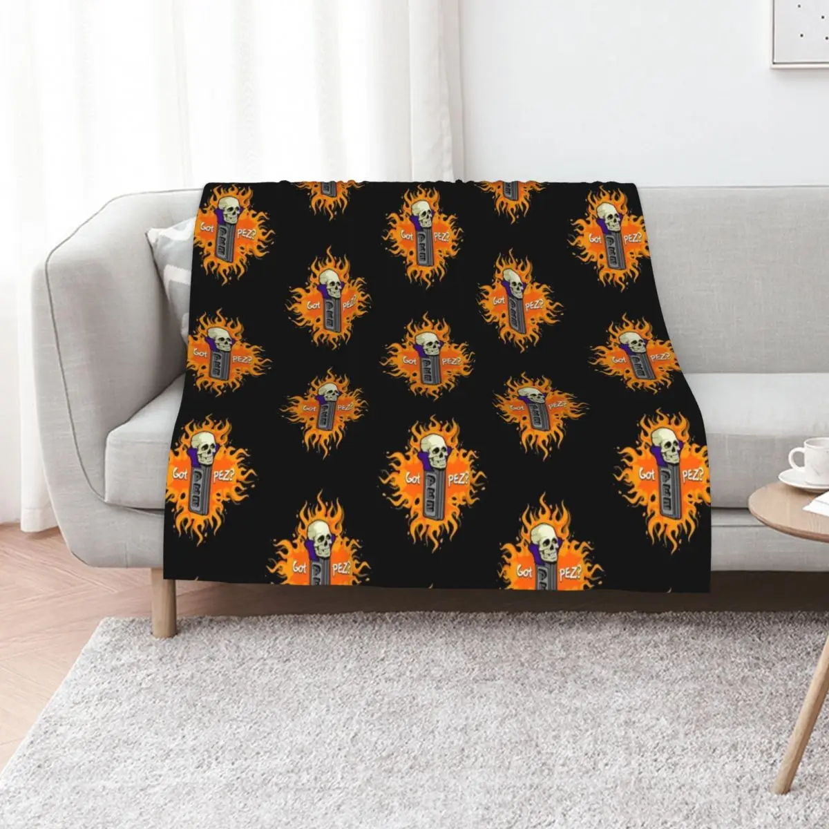 Got PEZ Skull on Fire Throw Blanket Luxury St Bed Fashionable Thins Vintage Furrys Beautifuls Blankets