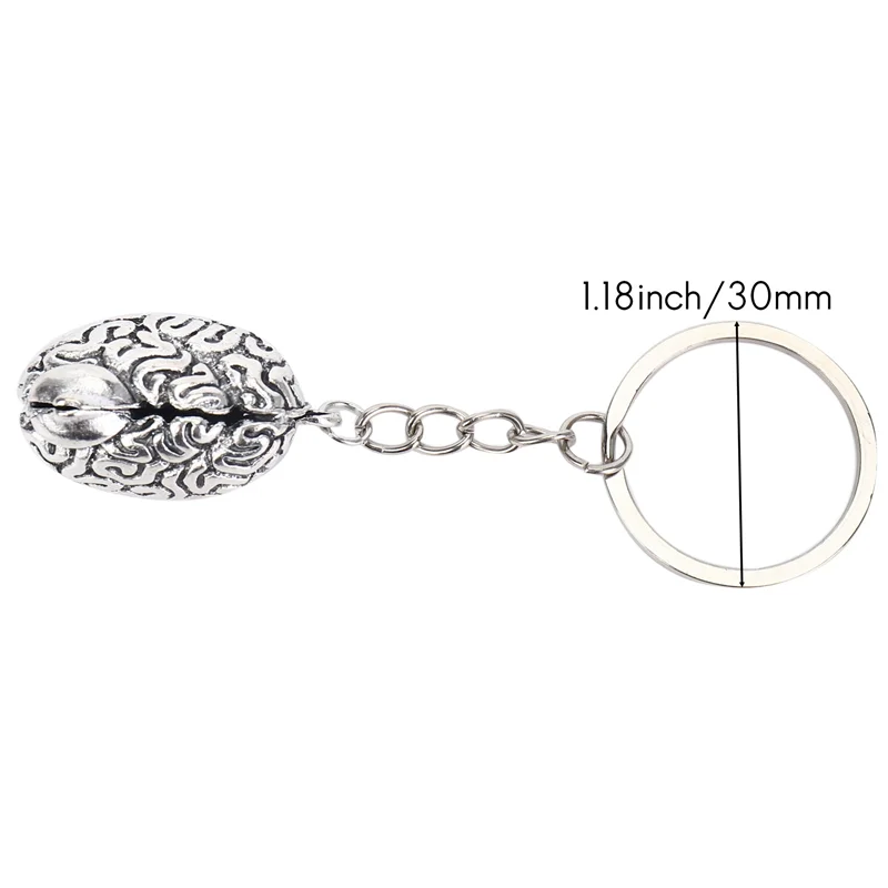 Y23A-Brain Keychain Alloy Smart Brainiac IQ Key Ring Fob Chain Medicine Human
