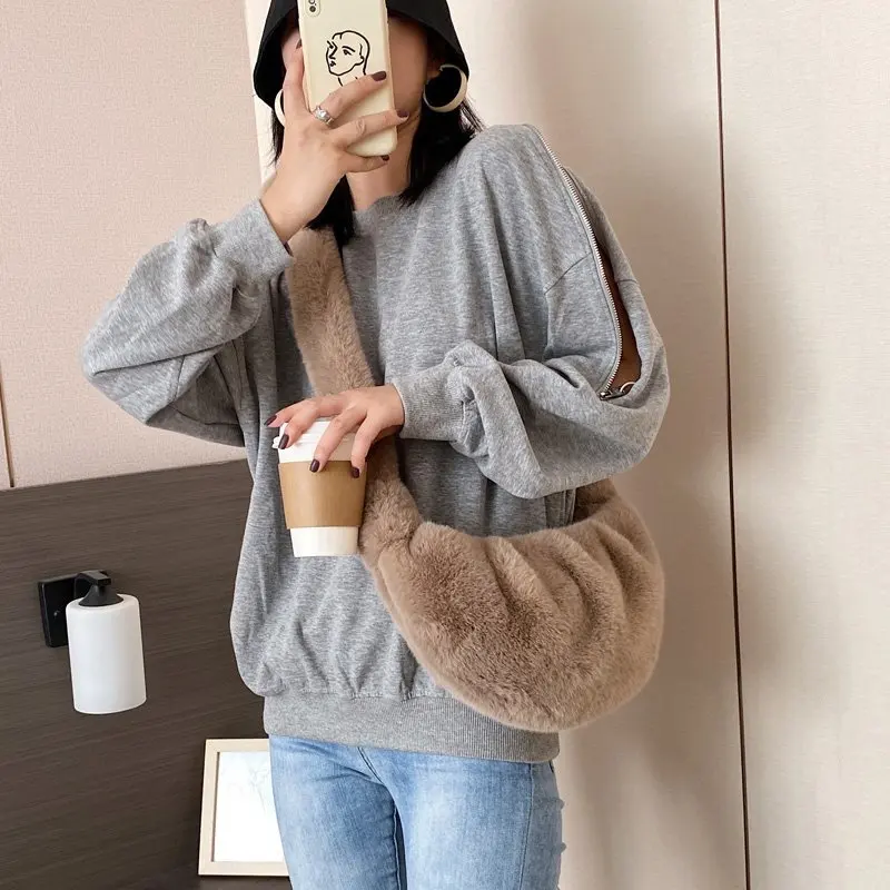 Velvet Shoulder Bags Zippper Women's Bags on Sale 2024 High Quality Solid Crossbody Bag Sewing Thread Casual  Bolsa Transversal