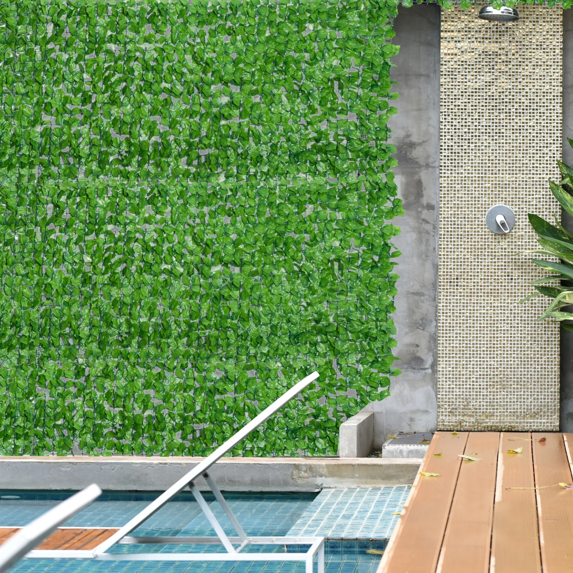 Haie Artificielle Vert Clair, Écran d'Intimité, Résistante aux UV et à Faible Entretien, Feuillage Dense et Réaliste en Feuilles d'Érable, Idéale pour Balcon, Décoration Murale et Clôture de Jardin