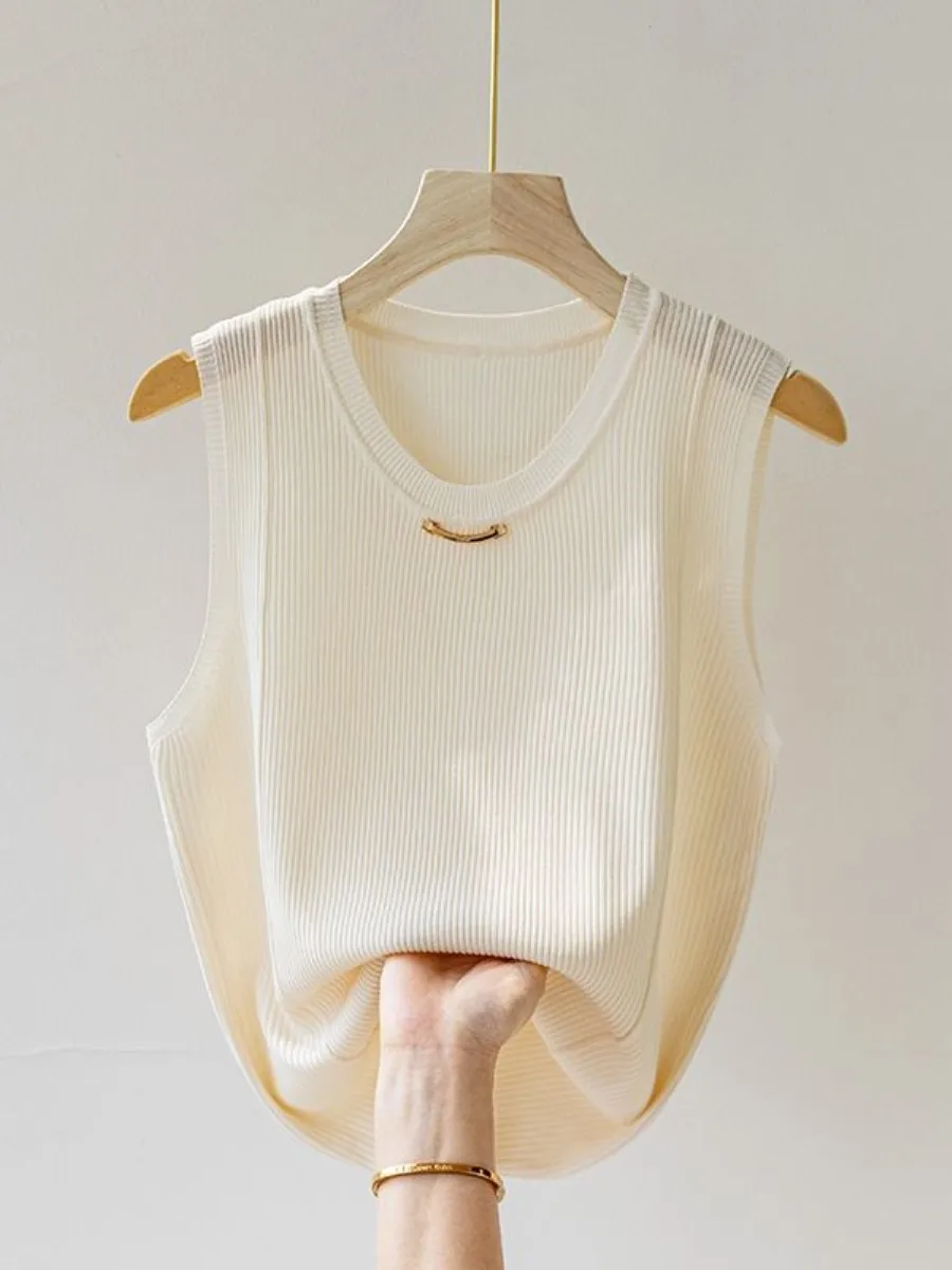 women's-ice-silk-vest-round-neck-sleeveless-loose-summer-slimming-outerwear-two-piece-set-fashionable-clothing-accessories