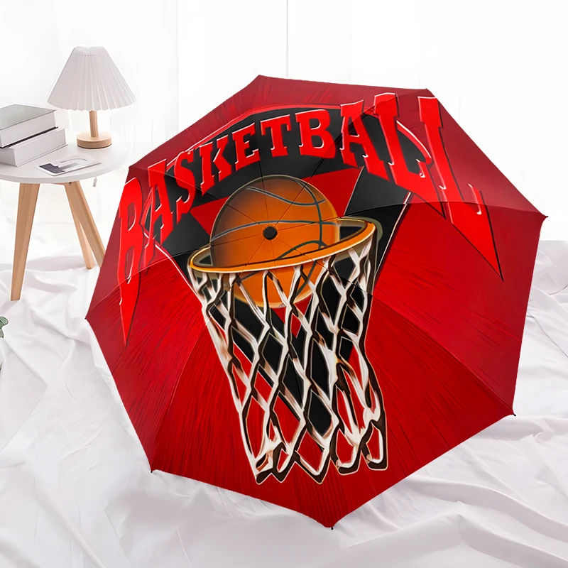 Ball Sports Design Folding Umbrella - Fashionable Auto-Open Design 8 Iron Ribs Plastic Handle Foldable Sunshade，Perfect Gifts