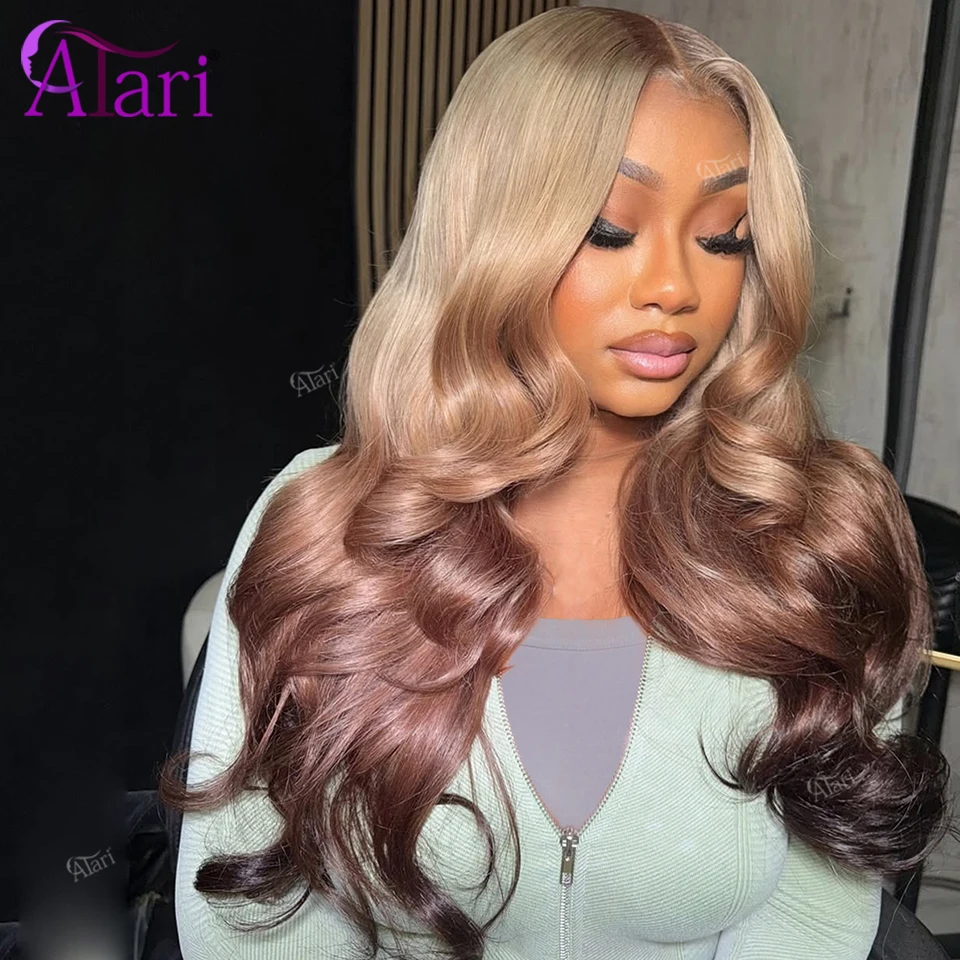 

Ombre Ash Brown Blonde Transparent 13x4 13x6 Lace Frontal Human Hair Wigs 5x5 Lace Closure 3 Tone Body Wave Remy Wig Pre Plucked