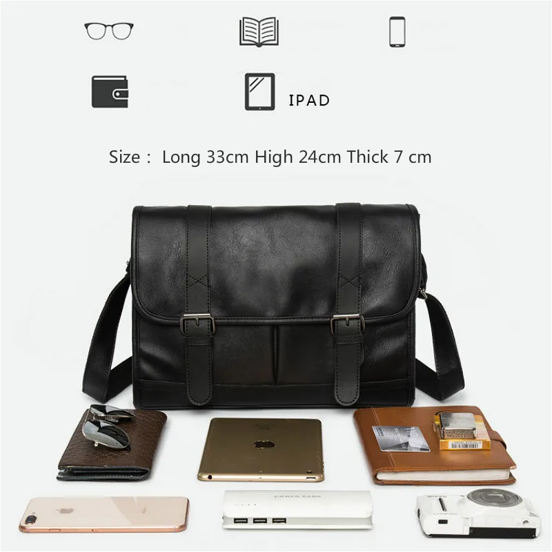 Soft Leather Men\'s Messenger Bags Luxury Brand Designer Satchels Mens Business Fashion Shoulder Bag Men PU Leather Crossbody Bag