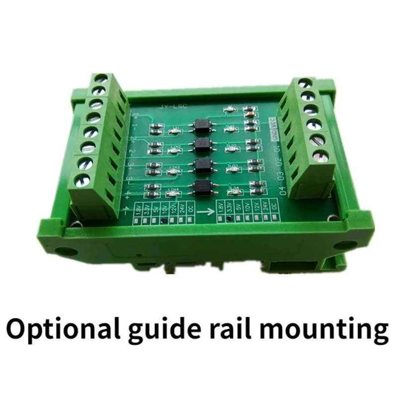 Four-channel Optocoupler Isolation Board PLC Signal Level Conversion Voltage Conversion Board NPN Output 3.3 5 24V