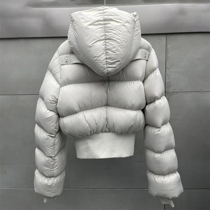 Giacca invernale da donna 2025 Nuova cerniera slim fit piumino con cappuccio 90 piumino d'anatra bianca imbottito caldo e spesso piumino da donna