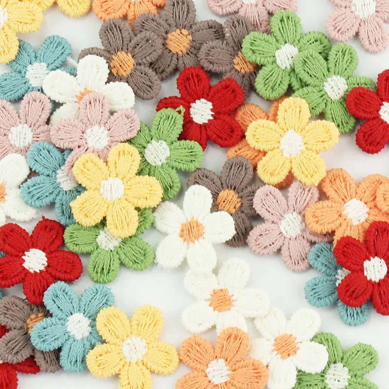 80Pcs 1.5cm Small Cute Woolen Five Petal Flower Appliques For DIY Headwear Hairpin Crafts Decoration Clothing Patch Accessories