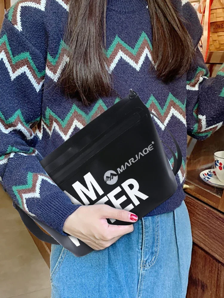 Waterproof Cosmetic Bag with Zipper PVC Swimming Shoulder Pack High-Capacity Portable Multifunctional Storable for Outdoor Sport