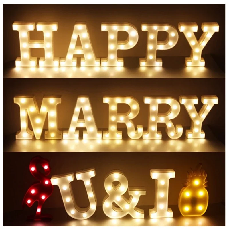 Luxury Alphabet Letter LED Lights Luminous Number Lamp Battery Night Light for Home Wedding Birthday Christmas Party Decoration