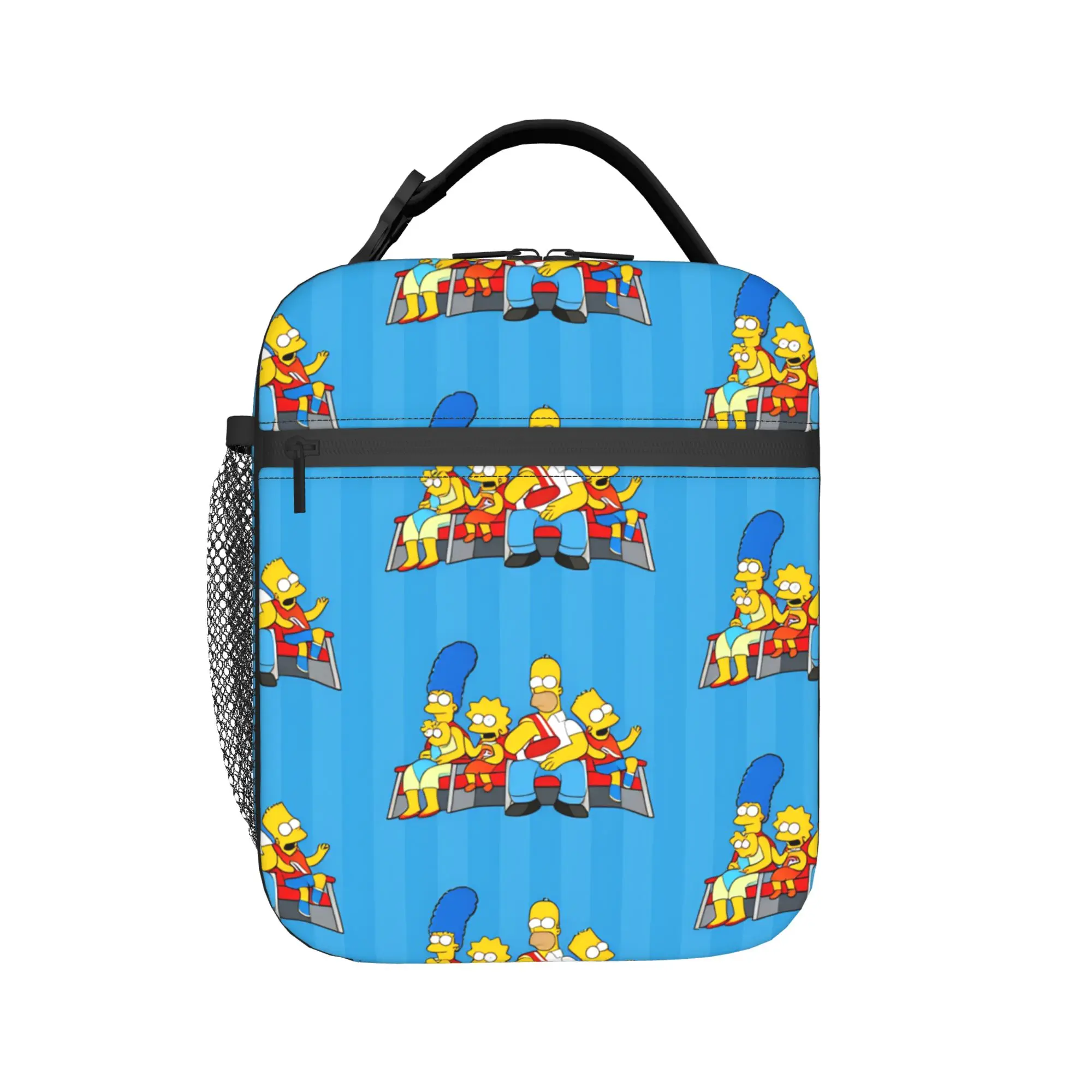 Fun S-Simpsons Family Cartoon Pattern Lunch Bag Leisure Lunch Box For Child Portable Insulated Cooler Bag Oxford Tote Food Bags