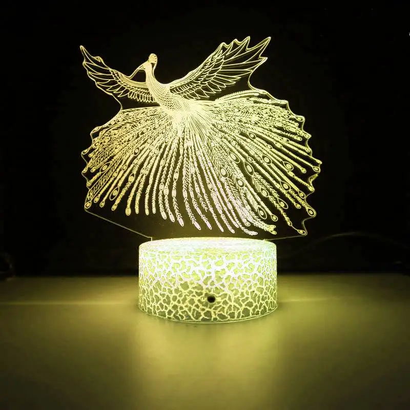 Nighdn Peacock Acrylic LED Night Light Gifts for Women Mom Grandma Wife 7 Color Changing USB Table Lamp Home Room Decorations