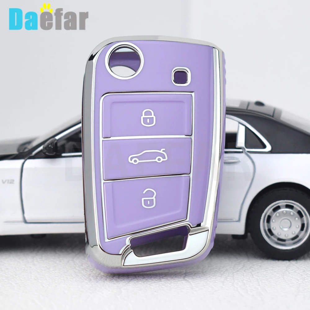 3 Buttons TPU Car Key Case Cover Fob for VW Volkswagen Golf 7 MK7 Tiguan MK2 for SEAT Ateca Leon FR 2 Ibiza for Skoda Octavia