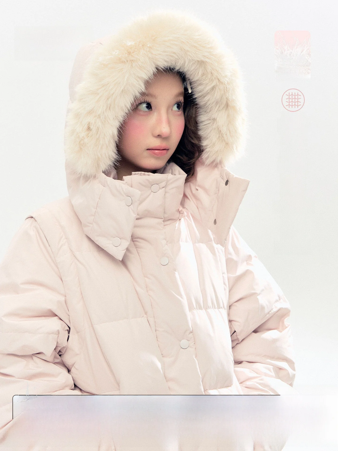 

Пуховик-жилет Horide Map "Pink Fog Warm Area" с 90% белым утиным пухом, со съемными рукавами, двусторонний, повседневный стиль, утепленный, толстый.