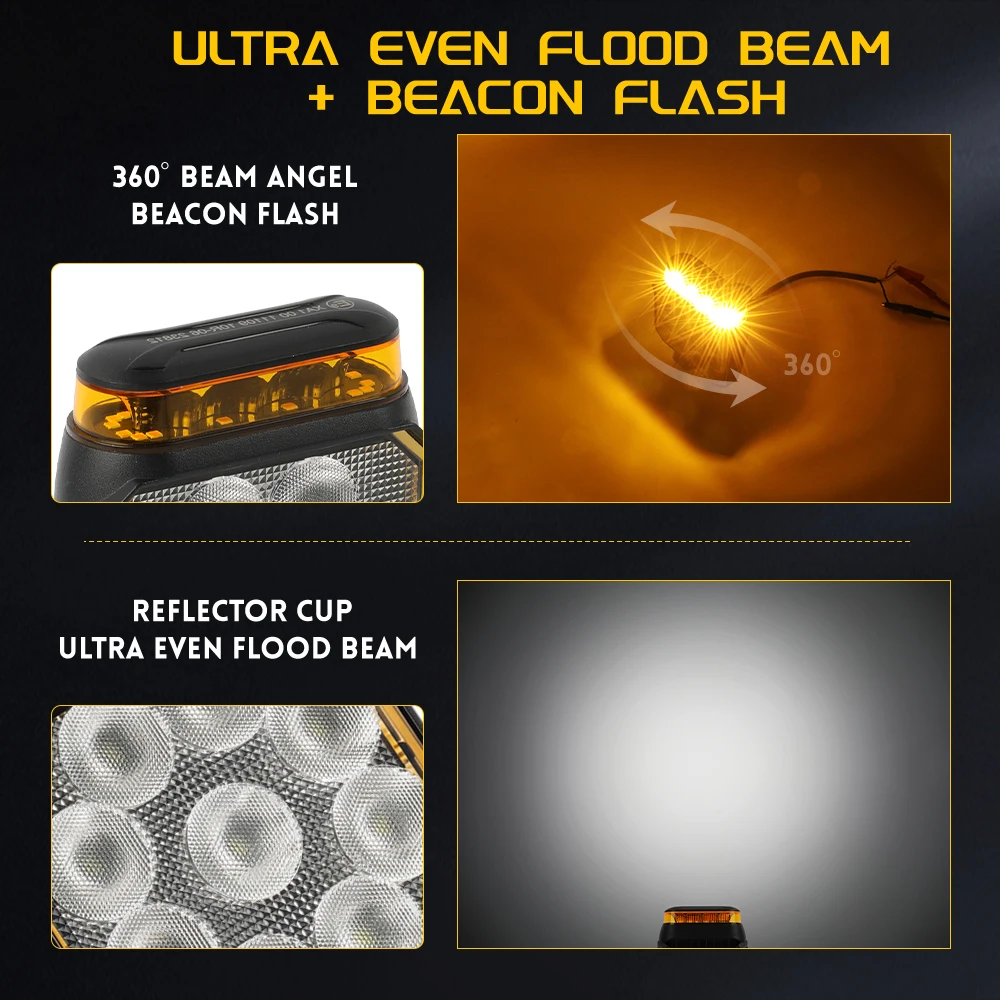 CO LIGHT Proiettore stroboscopico da 4 pollici 9-32V Auto Led Luce da lavoro Avvertimento DRL per Jeep Camion Barca Trattore ATV Offroad 4X4 Barra LED