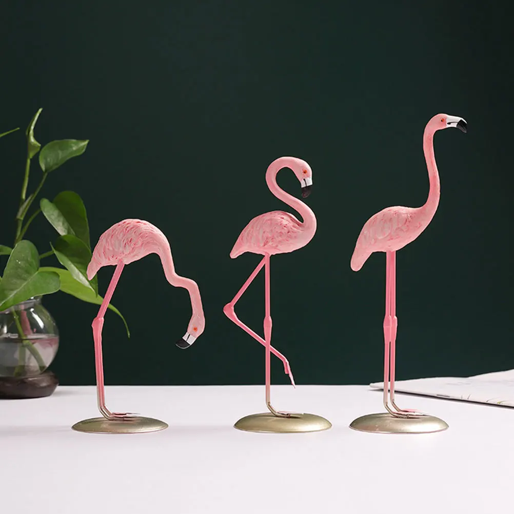 

3pcs Resin Lifelike Garden Decor For Yard Tabletop Desktop Shelf Home Flamingo Adornment Office Decoration Ornament
