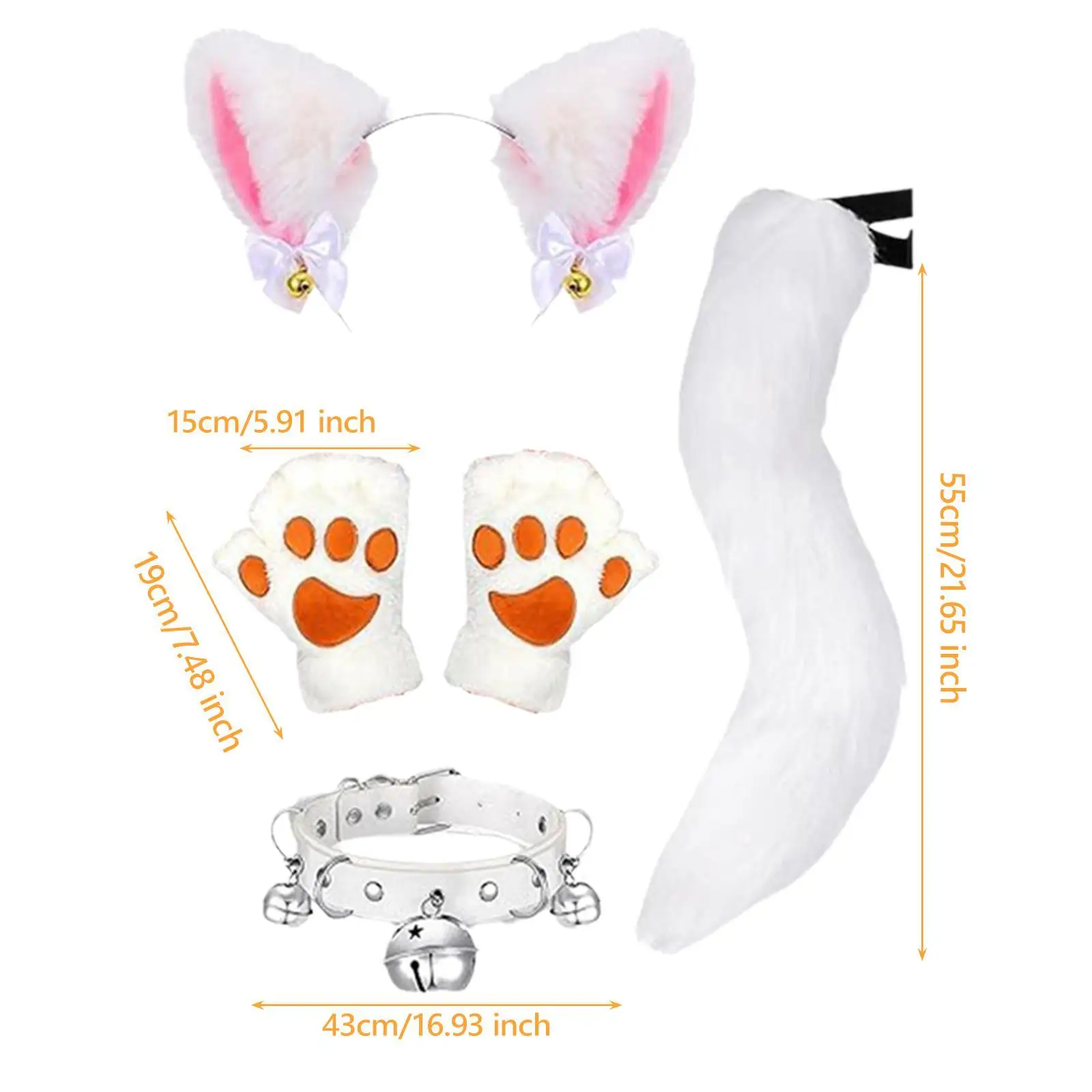 ชุดคอสเพลย์หูและหางจิ้งจอก พร้อมถุงมือและปลอกคอ สำหรับงานคาร์นิวัล งานเลี้ยงวันเกิด งานแสดงบนเวที